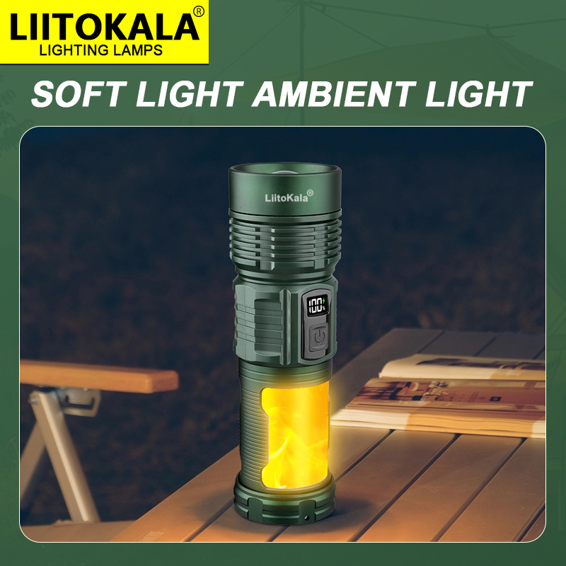 Liitokala lf -703 700lm 500m- strålet lommelygte, ipx 5 vandtæt, type-c campinglampe , 6 tilstande til vandreture, nødsituationer og overlevelsesudstyr