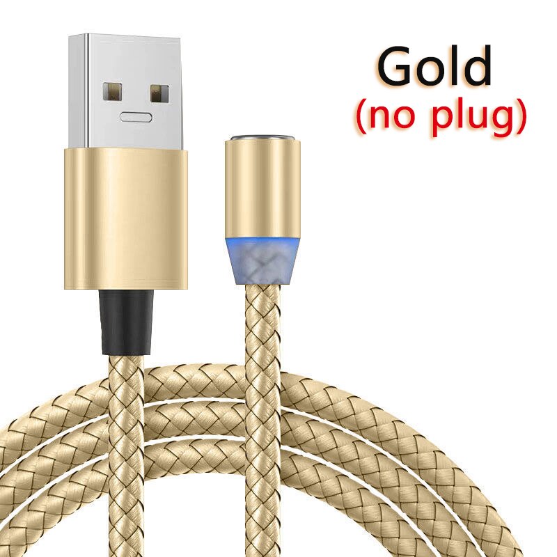 Plugue magnético redondo do cabo 8 pinos tipo c micro usb c plugues de carregamento rápido carregador do ímã do telefone plugue para o iphone 1m linha chargering: gold (not plug)