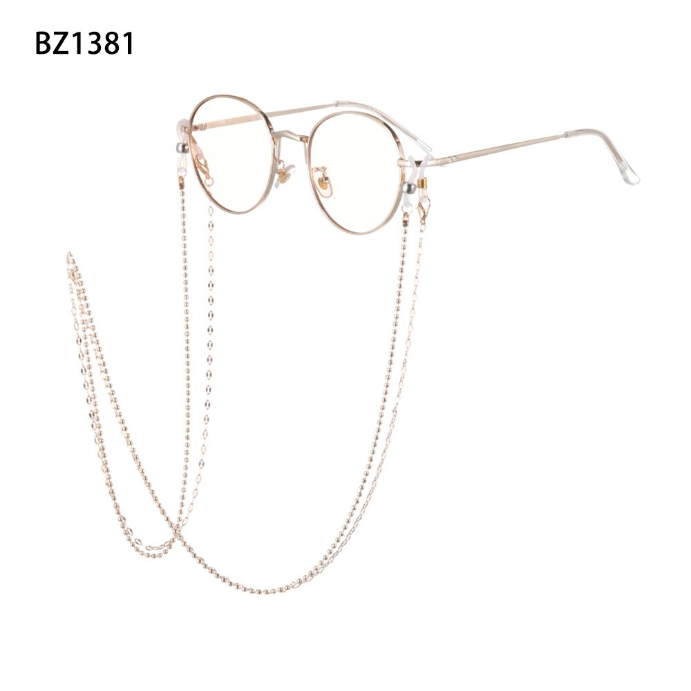 70cm damesbrilkettingen zonnebril leesbril kralen ketting blad brillen koordhouder goud zwart nekband touw: Bz1381