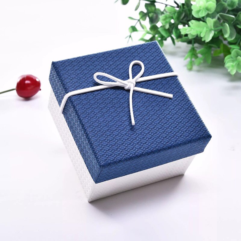 Square Jewelry Box Simple Jewelry Box Earrings Necklace Pendant Display Box Watch Beauty Jewelry Box Bracelet Storage Box: Blue and white