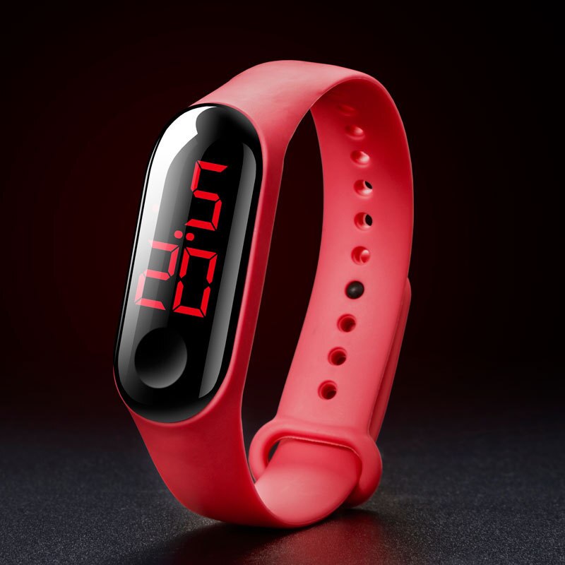 électronique nouvelle montre numérique Silicone Bracelet Bracelet montre pour femmes hommes unisexe montres LED Sport écran tactile étanche: Red light Red