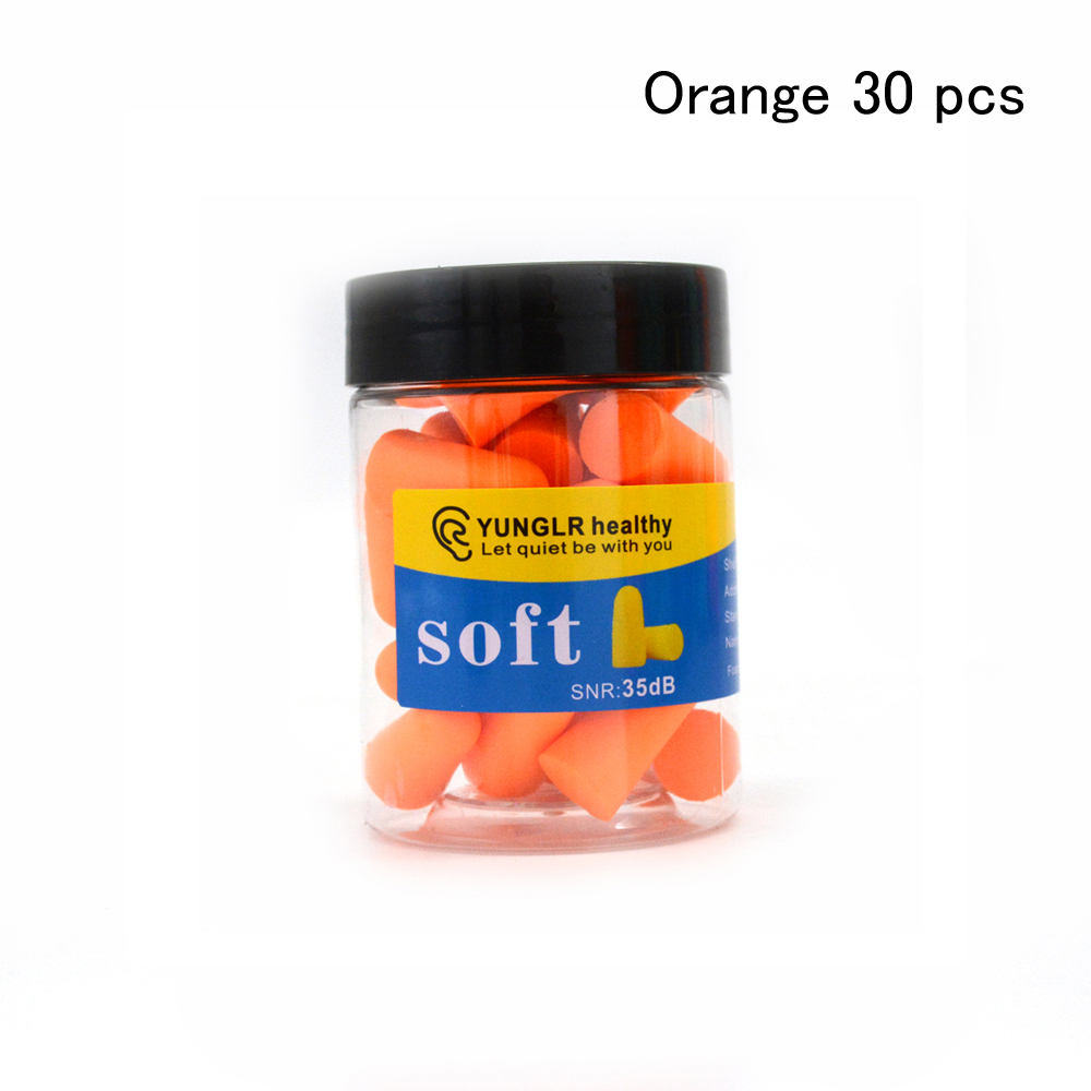 Masque de nuit pour les yeux, bouchons d&#39;oreilles, bande pour couvrir les yeux, réduction du bruit, mousse de sommeil: Orange 30 pcs