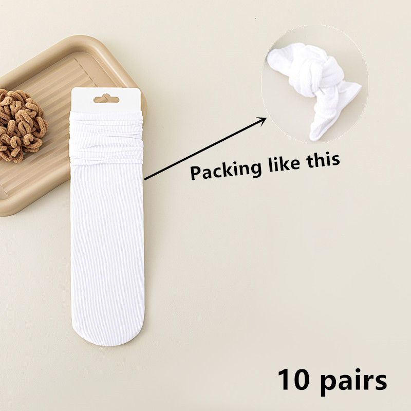 10 paar fleece sokken voor dames, losse, dunne zomersokken, effen kleur, japanse nylon sokken, collegestijl, zacht en ademend: Hemelsblauw