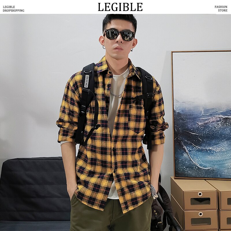 Leesbaar Lente Herfst Plaid Shirts Mannen Met Lange Mouw Mannen Casual Shirt Koreaanse Shirts Man Shirt Mannen