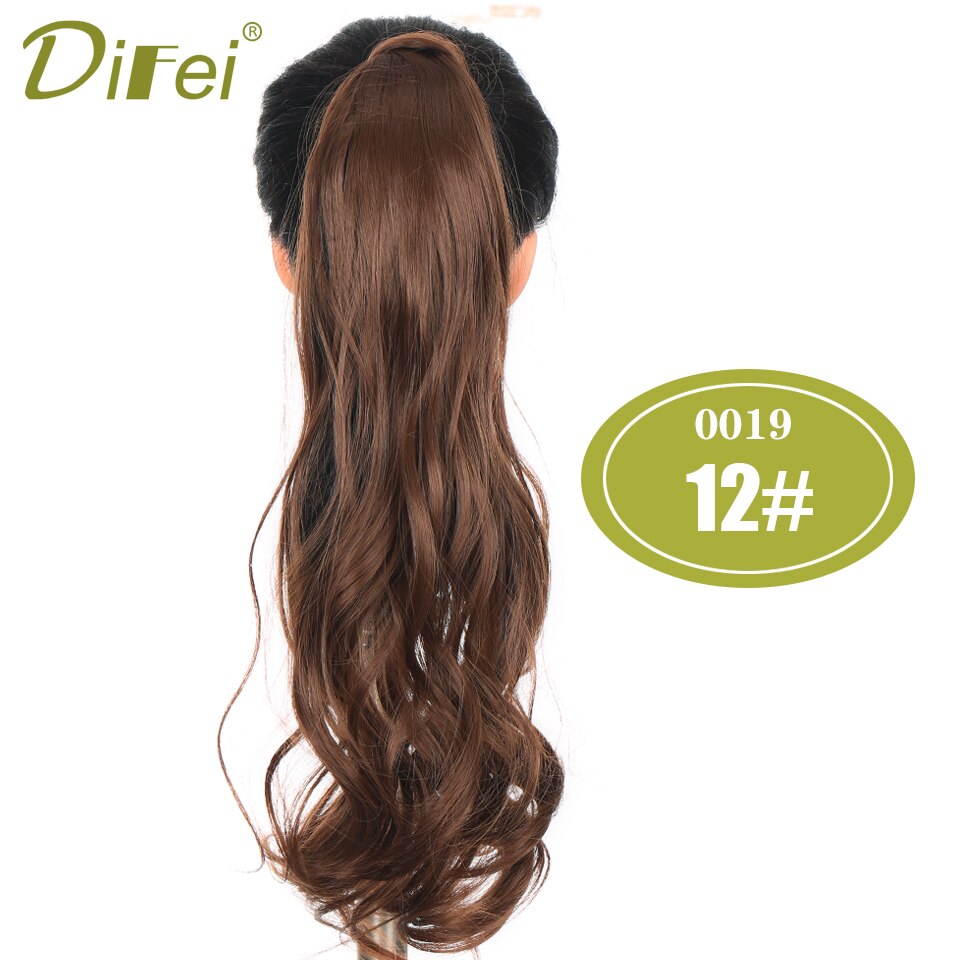 DIFEI Lange Golvende Natuurlijke Paardenstaart Clip in Pony tail Hair Extensions Wrap Rond op Synthetisch Haar Stuk voor Vrouwen: 12