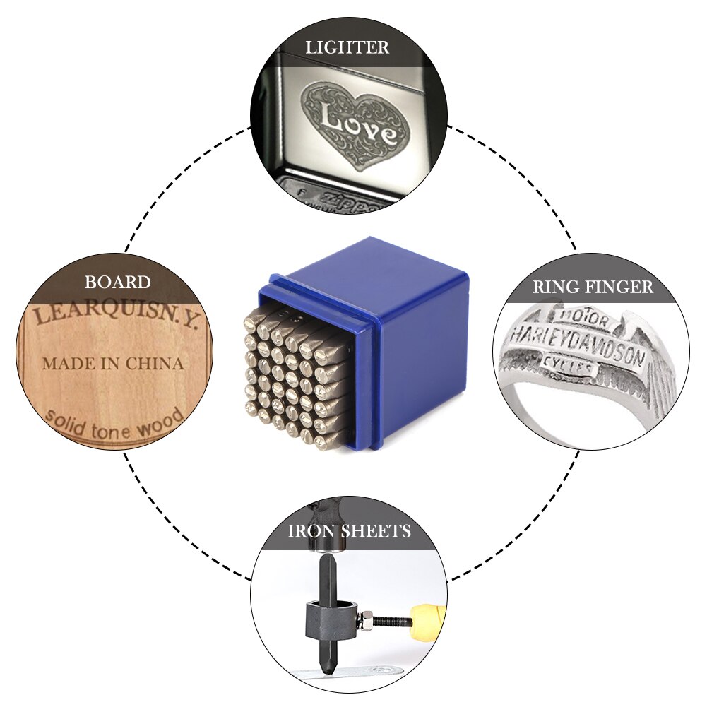 4/5mm Alphabet Number 36Pcs Letter & Number Punch Stamp Steel Alphabet Stamping Pressing Kit for DIY Belt Leathercraft Tool