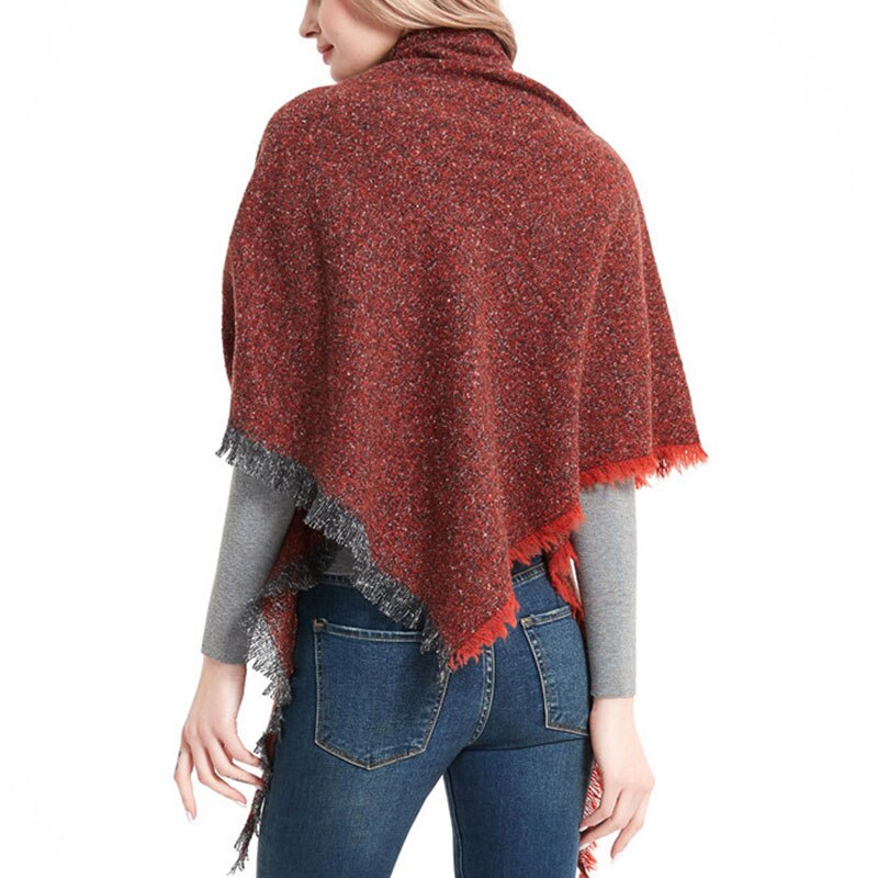 Women Winter Warm Scarf Knit Pashmina Bandana Solid Female Warm Triangle Double Size Scarves Blanket Shawls And Wraps Bufanda