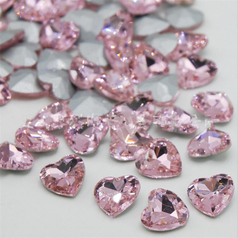 Diverse grootte roze kleur hartvorm hand craft pointback steentjes glas diy kristal strass kledingstuk jurk decoratie