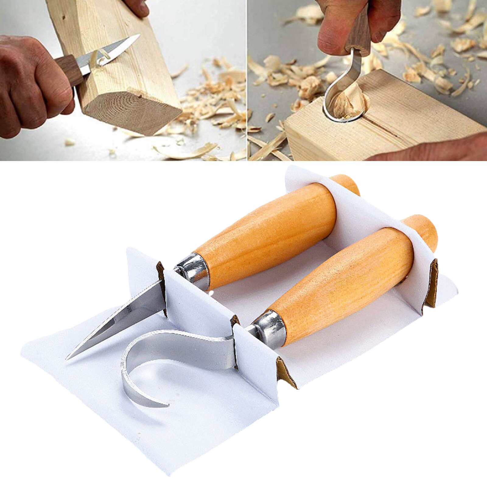 Woodworking Beech Oval Handle Scimitar Straight Knife Carving Knife Home Wood Scraper Carving Straight Knife Carving Tool