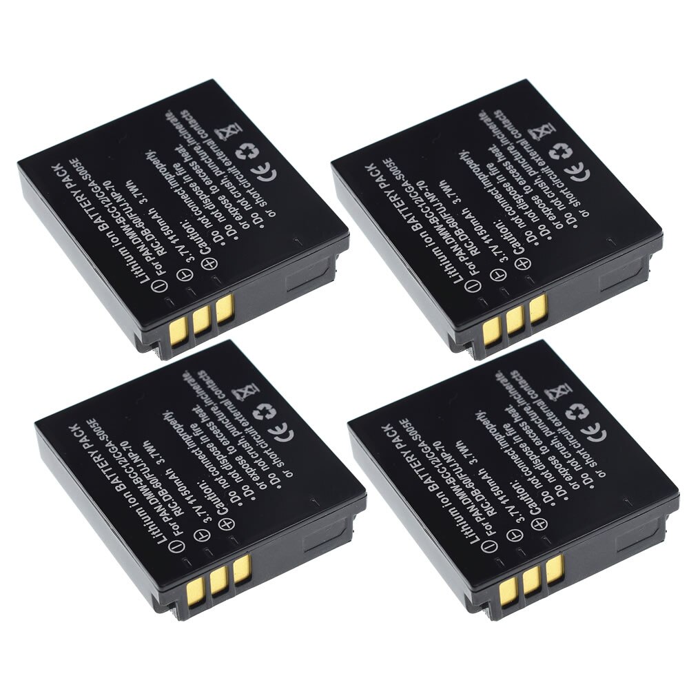 2Pcs DMW-BCC12 CGA-S005 S005E DB60 NP70 Camera Batterij Voor Panasonic FX10 FX12 FX50 FX07 FX100 FX150 FX180 LX1 LX2 LX3: 4 Battery