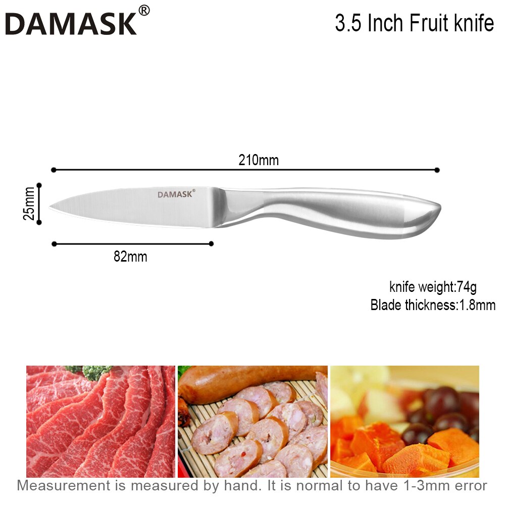 Damask Kitchen Tools Cutlery Knife 3.5 Inch Paring Knives Stainless Steel Blade Ultra Sharp Ergonomic Handle Utility Chef Knives