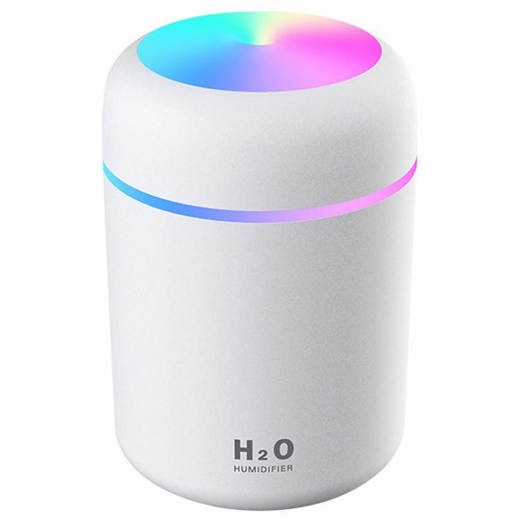 Mini Humidifier Bedroom Office Living Room Portable Low Noise Diffuser Atmosphere Light Mist Sprayer Humidifier: white