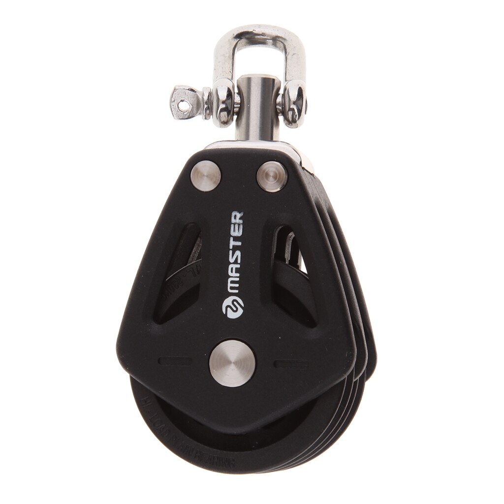 35mm Double Pulley Block Stainless Steel Boat Canoe Kayak Swivel Lifting Pulley Hanging Wire Towing Wheels - 300 kg / 661 Lbs