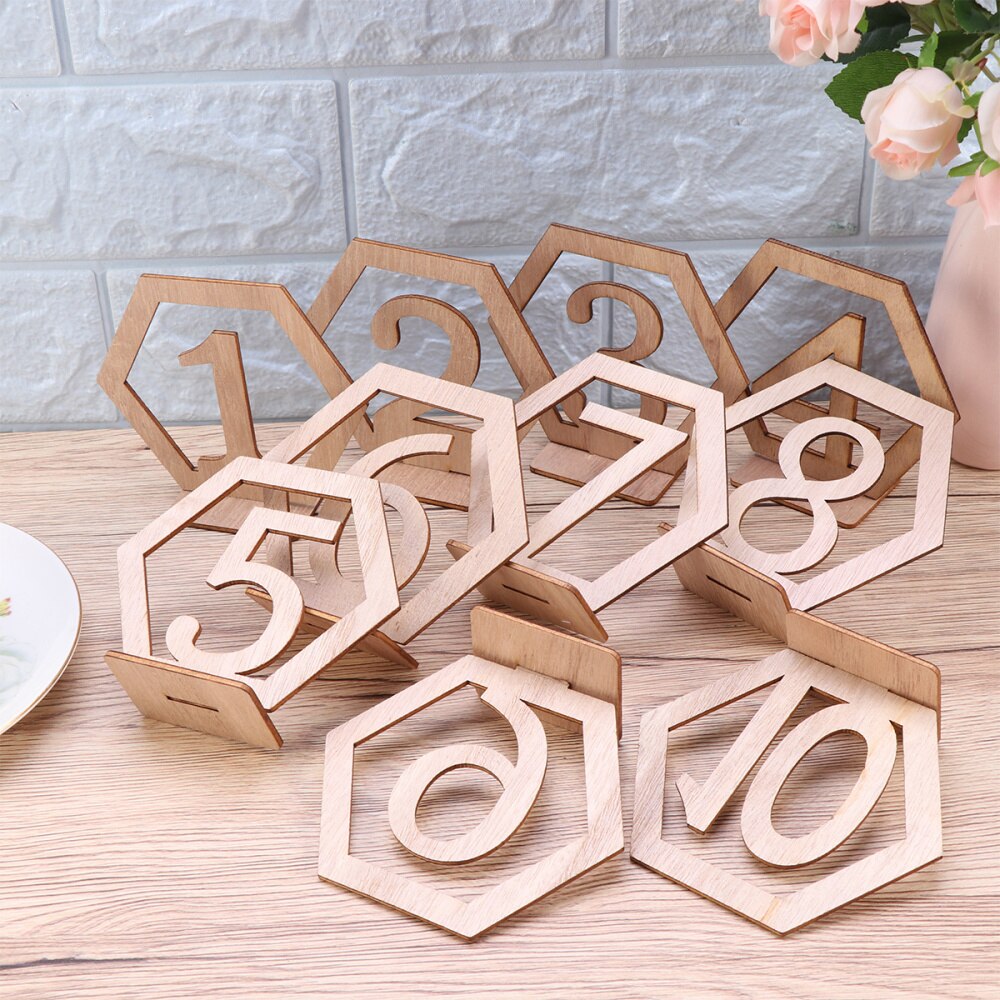20PCS 1-20 Number Seat Wooden Hexagon Seat Number Wedding Wooden Table Numbers Decor Hollow-out Wooden Table Number Decoration f