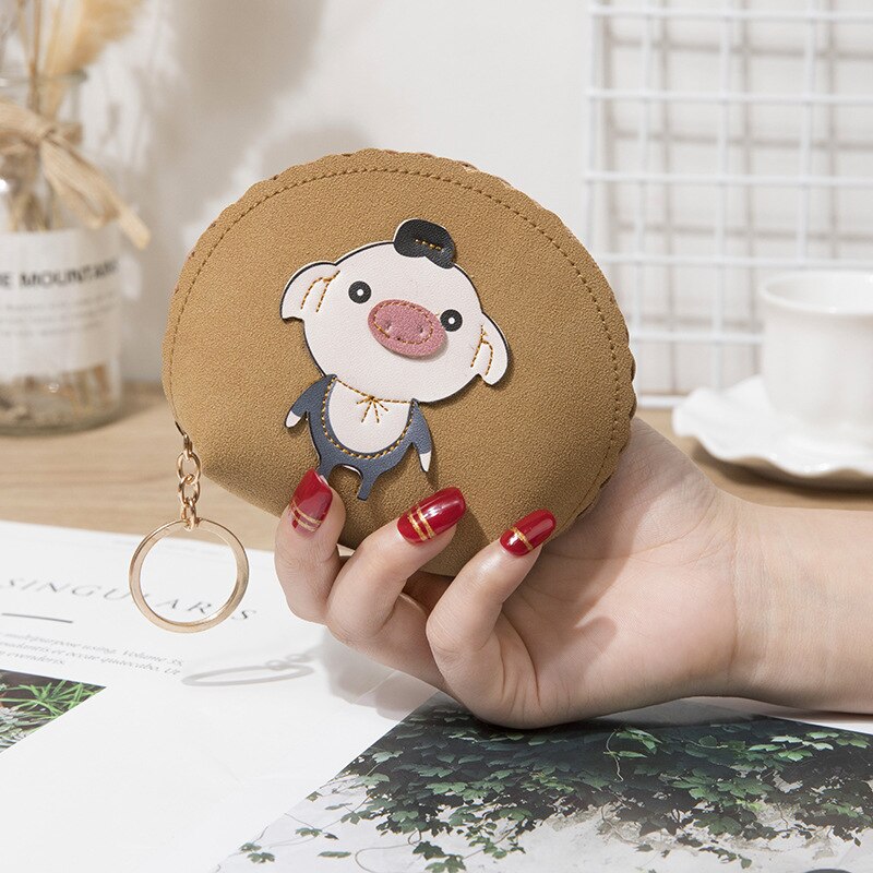 Woman Wallet Animal Cute Decor Coin Purses Girls Key Zipper Change Pouch Mini ID Credit Card Holder Pu Leather: 3