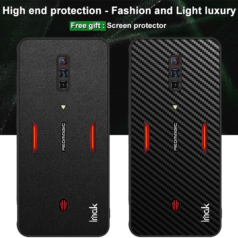 Imak Pu Leather Case Voor Zte Nubia Red Magic 6 Pro Carbon Fiber Fibre Saffiano Leather Protector Cover Shell