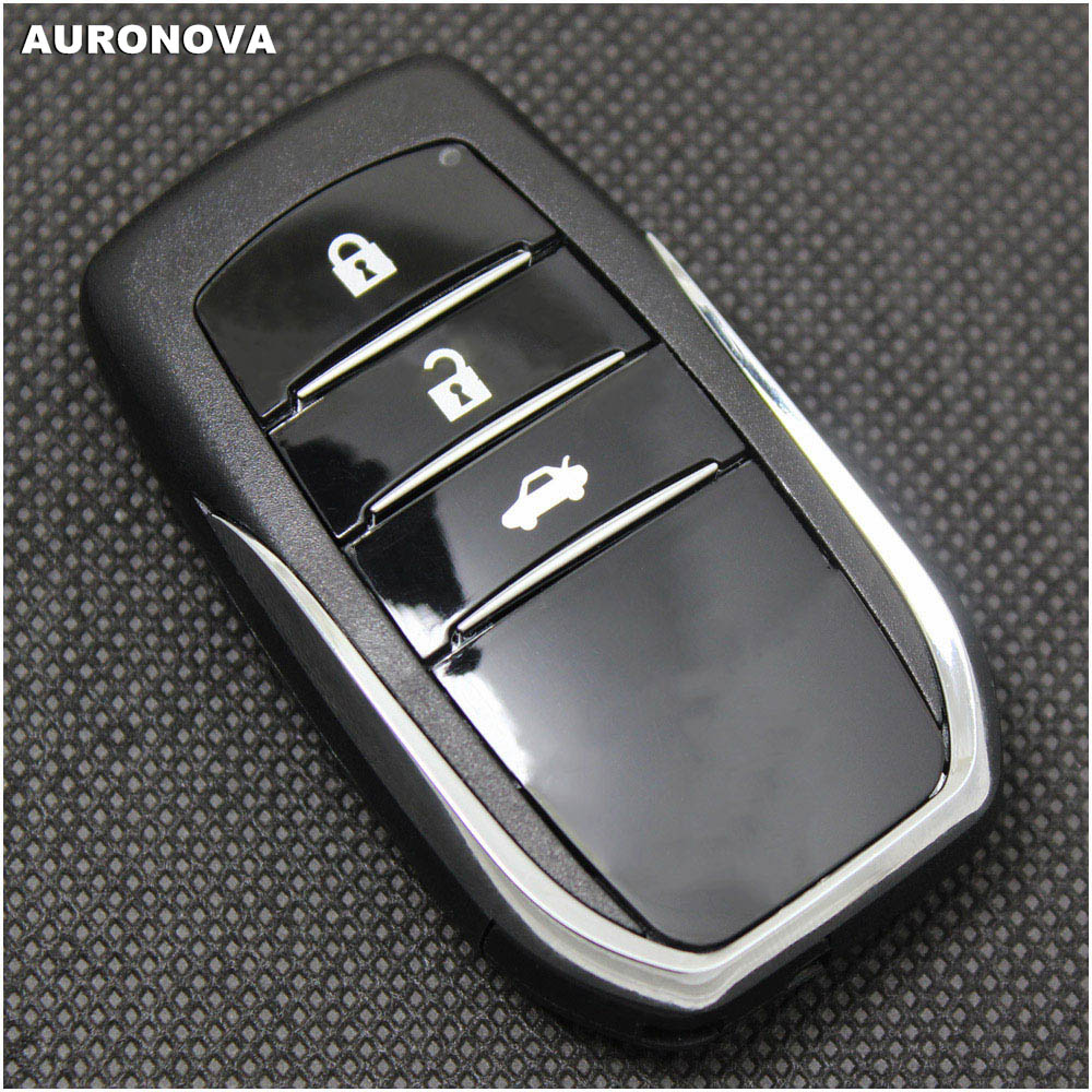 AURONOVA Smart Key Shell for TOYOTA CAMRY CROWN FORTUNER HIGHLANDER PRADO RAV4 3 Buttons Remote Car Key Case With Uncut Blade