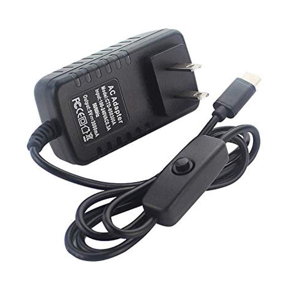 Raspberry Pi 4 Power Supply 5V 3A USB Type C Power Supply Adapter with ON/Off Switch