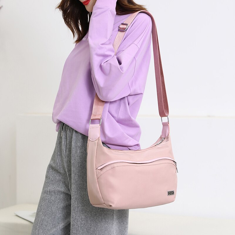 Piler femme décontracté Portable unique sac à bandoulière en Nylon dames Mini fermeture éclair sacs à bandoulière petit sac à rabat carré sacs à main de messager