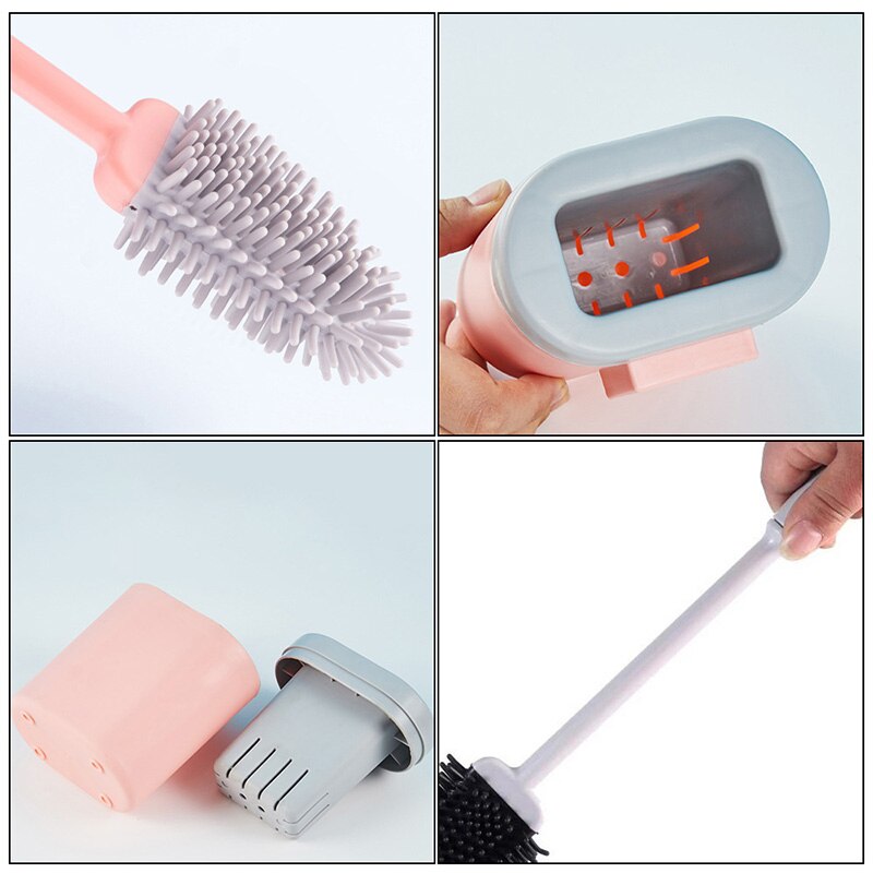 Silicone Brosse De Toilette Wc Mural Plat Tête Brosse de Nettoyage Brosse de Toilette Set De Support Outil Propre Durable Accessoire De Salle De Bain