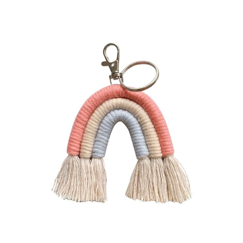 Weben Regenbogen Schlüsselanhänger Boho schlüssel Halfter Schlüsselring Macrame Tasche Charme Auto Hängen 19QB
