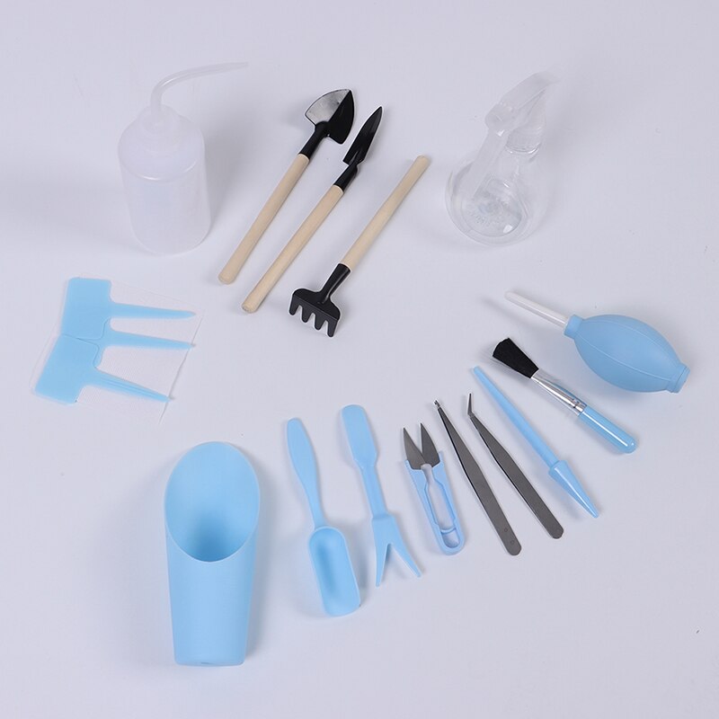 16 pièces succulentes outils de transplantation combinaison de fleurs emballage Mini fournitures de jardinage outils de viande en pot outils de jardin: blue