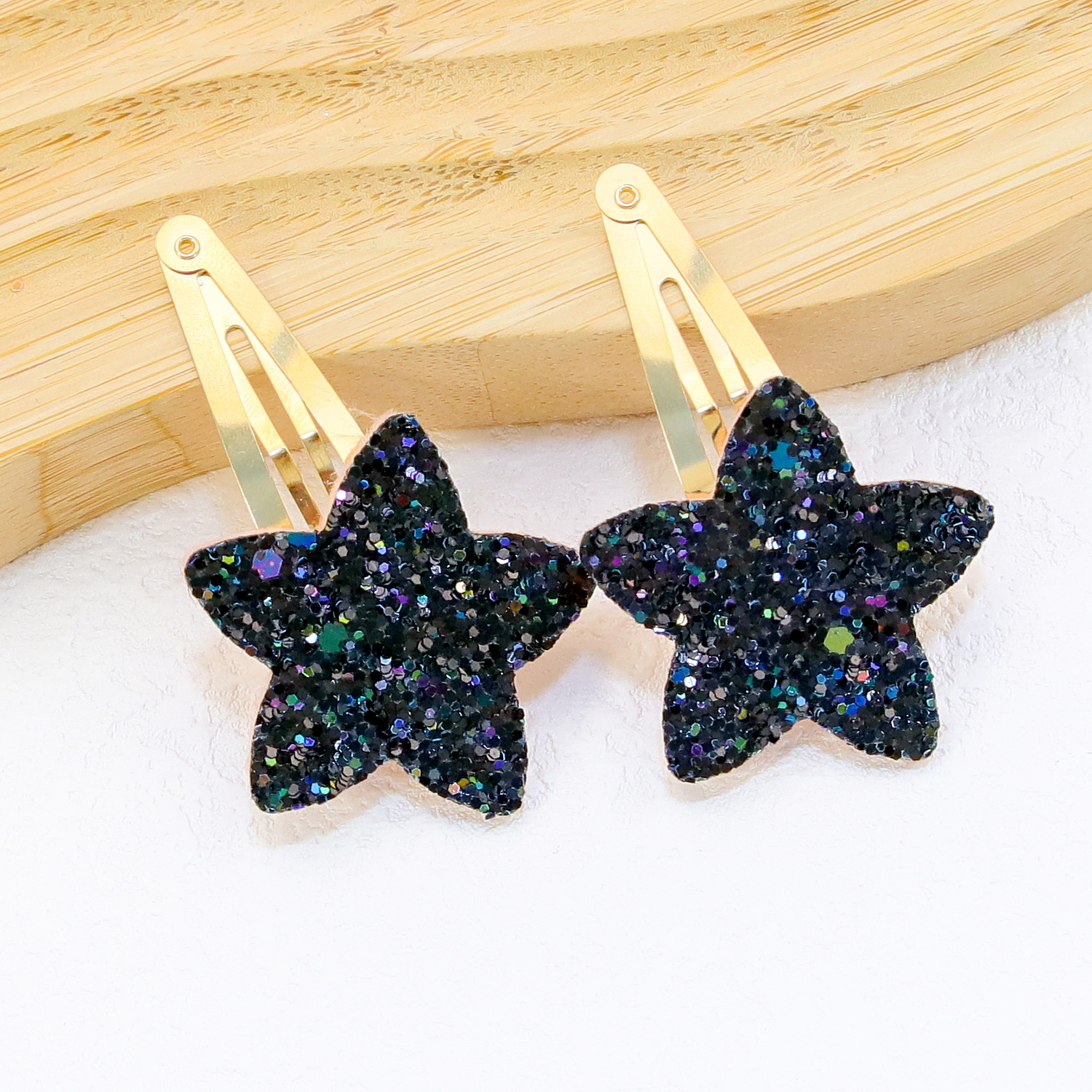 2/8pcs Sparkly Star Hair Clips Kids Glitter Star Shaped Hairpins Girls Alloy Snap Barrettes Clips Kids Children Hair Accessories: Yellow