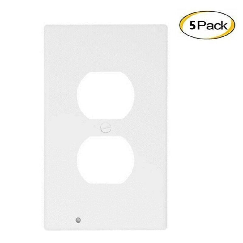 Night Angel Duplex Durable Convenient Outlet Cover Wall Plate With Led Night Lights Ambient Light Sensor