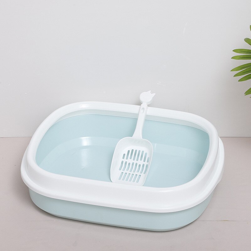 Large Cat Litter Box Semi Enclosed Cat Litter Basin Cats Toilet Odor Proof And Splash Proof Cats Litter Basin Pet Products: Light Blue