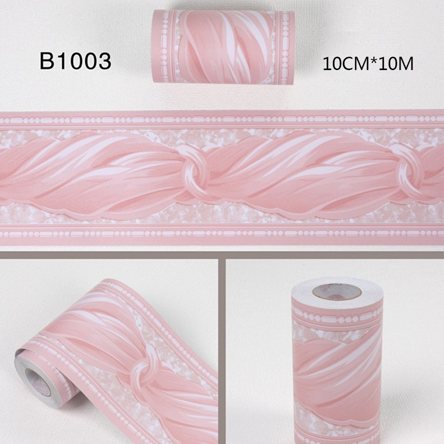 Pegatinas de pared autoadhesivas de cintura de 0,1x10m, línea de rodapié para sala de estar, cocina, baño, película decorativa impermeable para jardín de infantes: Rosa