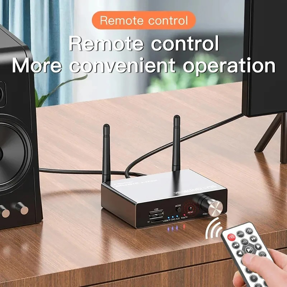 Receptor y transmisor de Audio con Bluetooth 5,3, adaptador de música estéreo HiFi inalámbrico de baja latencia AUX/RCA/USB/TF/Coaxia para TV, PC y altavoz