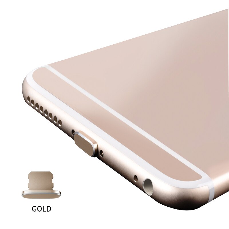 Anti Stof Plug Koptelefoon Jack Plug Voor Iphone X Xs 7 8 Plus Poort Opladen Jack Stopper Metal Anti Dust oplader Dock Plug Stopper: Gold