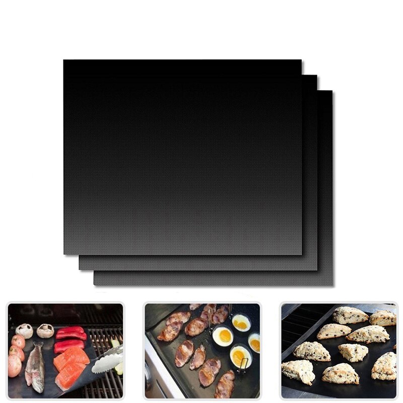 1pc 0.2mm Teflon Fiber BBQ Mat Reusable Non-Stick BBQ Grill Mat Sheet Plate Portable Foil BBQ Liner BBQ Accessories