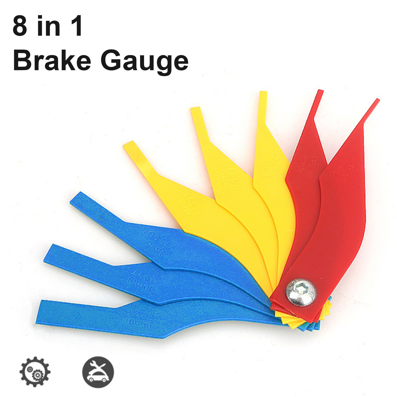 8 in 1 Universal Scale Thickness Gauge Measuring Instrument Car Brake Pads for Car Auto Brake Lining Gauge Set