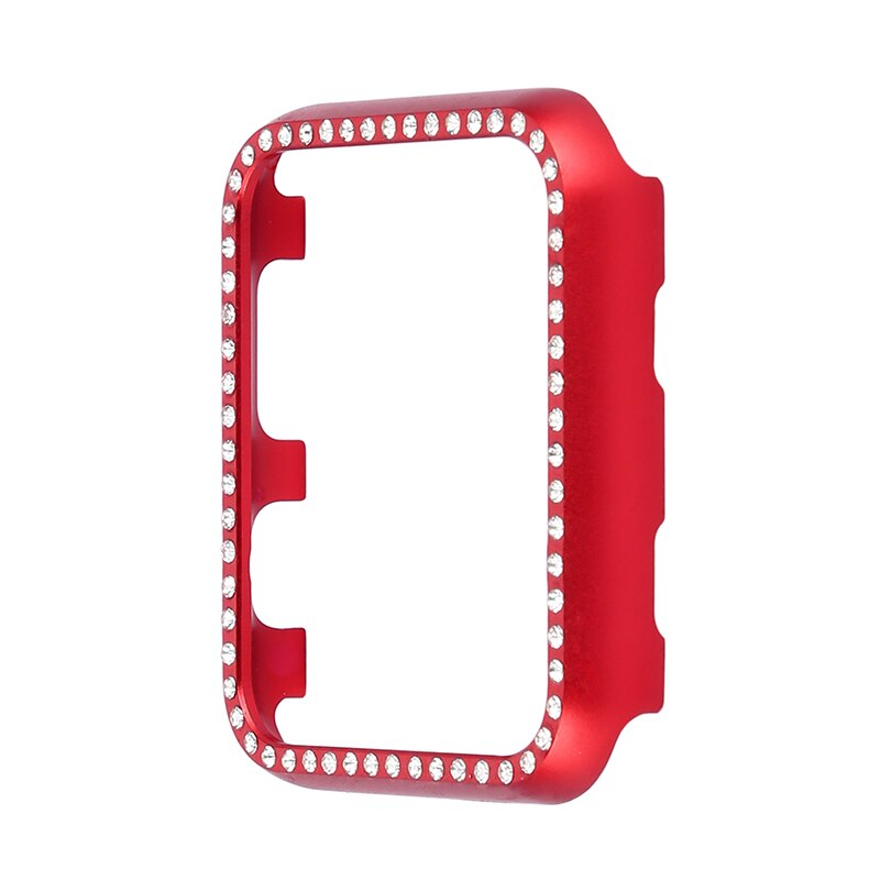 Crystal Diamond Aluminium Case Shell Voor Apple Horloge 44Mm 40Mm Beschermende Frame Cover Band 42Mm 38Mm iwatch Serie 5 4 3 2 Metalen: Rood / for iwatch 42mm