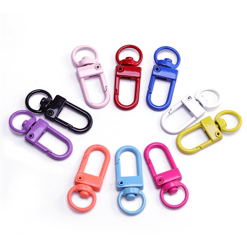 10Pcs Kleur Verf Bakken Sleutelhangers Sleutelhanger Sleutelhanger Voorjaar Gesp 8 Woord Gesp Garnalen Gesp Zak Gesp Sieraden accessoires