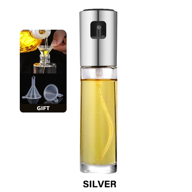 Kitchen Spray Bottle Leak-Proof Oil Vinegar Spray Bottles Gravy Boats for Bbq Baking Tool: Siliver-1pcs