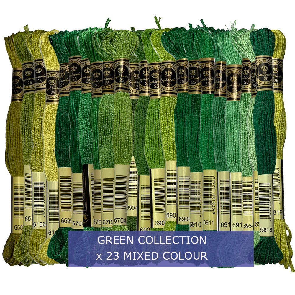 All 447 Rainbow Colors Embroidery Floss Pack 100% Long-staple Egyptian Cotton Cross Stitch Thread, 8 Meter 6 Strands: Green Collection x23