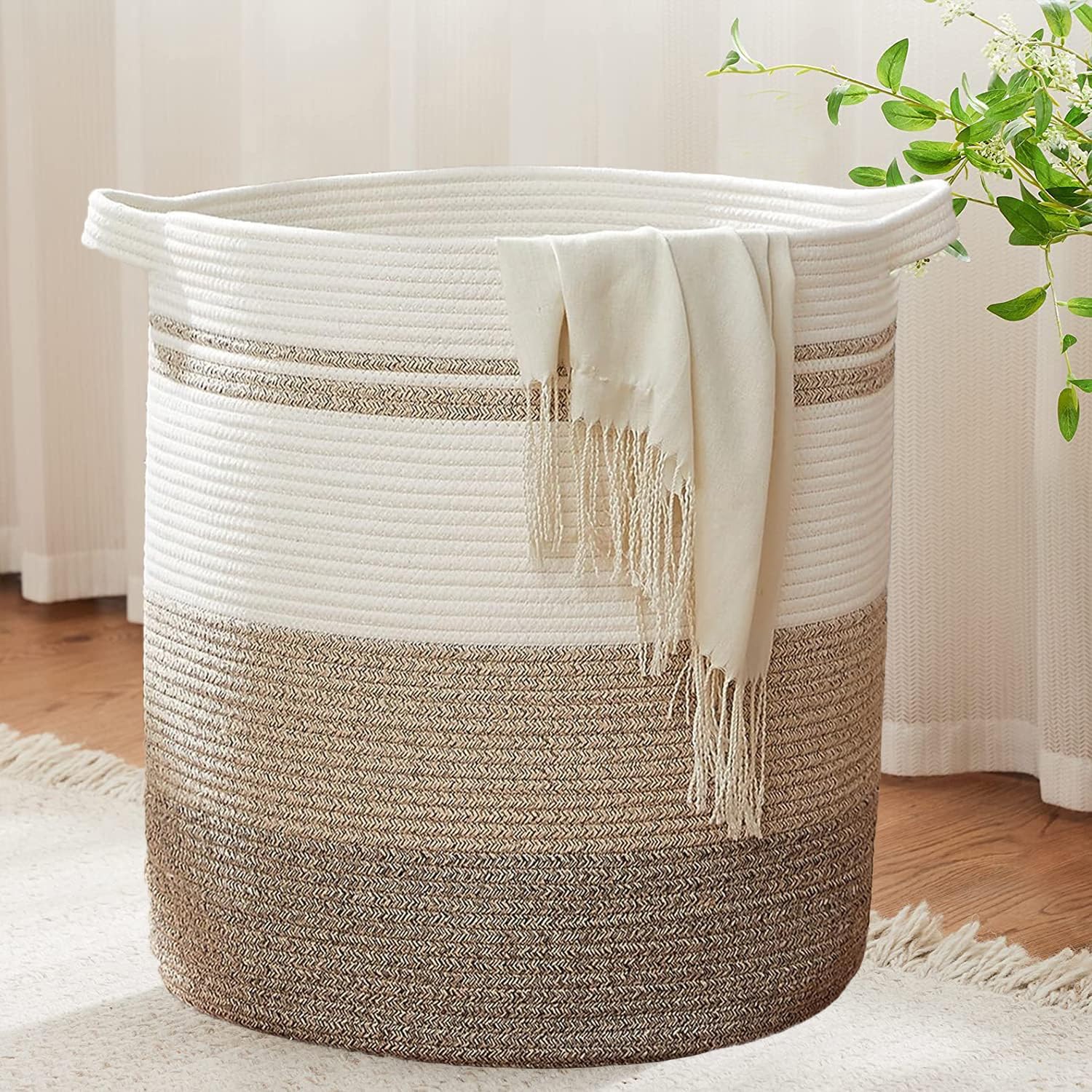 80L Laundry Baskets Hamper with Handles,Decorative... - Grandado