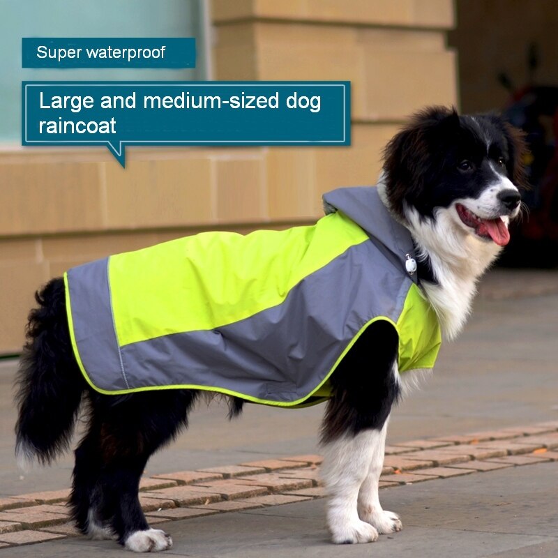 Imperméable pour chien, grand poncho pour chien, imperméable à capuche, réfléchissant, imperméable, durable, adapté aux chiens de grande et moyenne taille, vert, wlyang