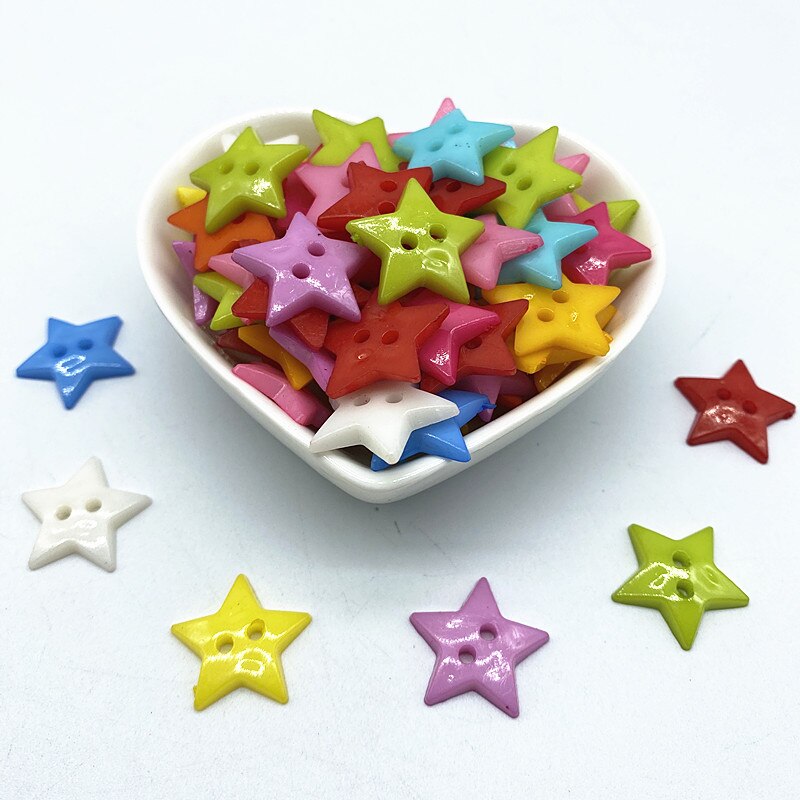 Estrella de cinco puntas de 12-20mm, botones de costura de resina, bricolaje, álbum de recortes multicolor, novedad