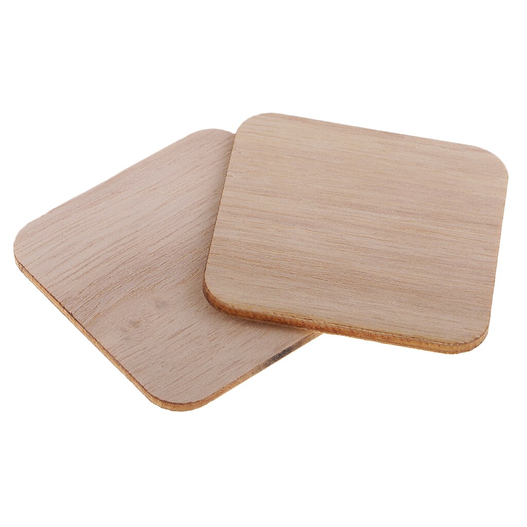 100pcs WOODEN SQUARE Shapes Wood Cutouts Crafts Blank Slices Diy Card Making