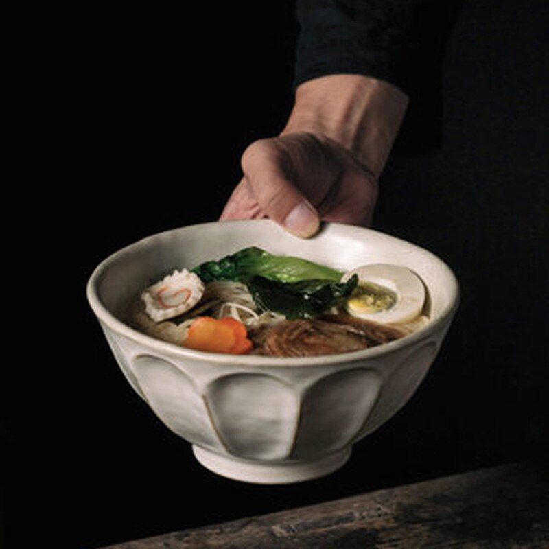 Japanese retro Japanese style petal pattern bowls and dishes handmade personality household ceramic tableware cooking n