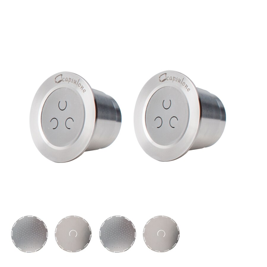 Capsulone 3. Metalowa kapsułka ze stali nierdzewnej kompatybilny ekspres robić kawy Nespresso wielokrotnego użytku gładka kapsułka 1 szt: 2 capsule