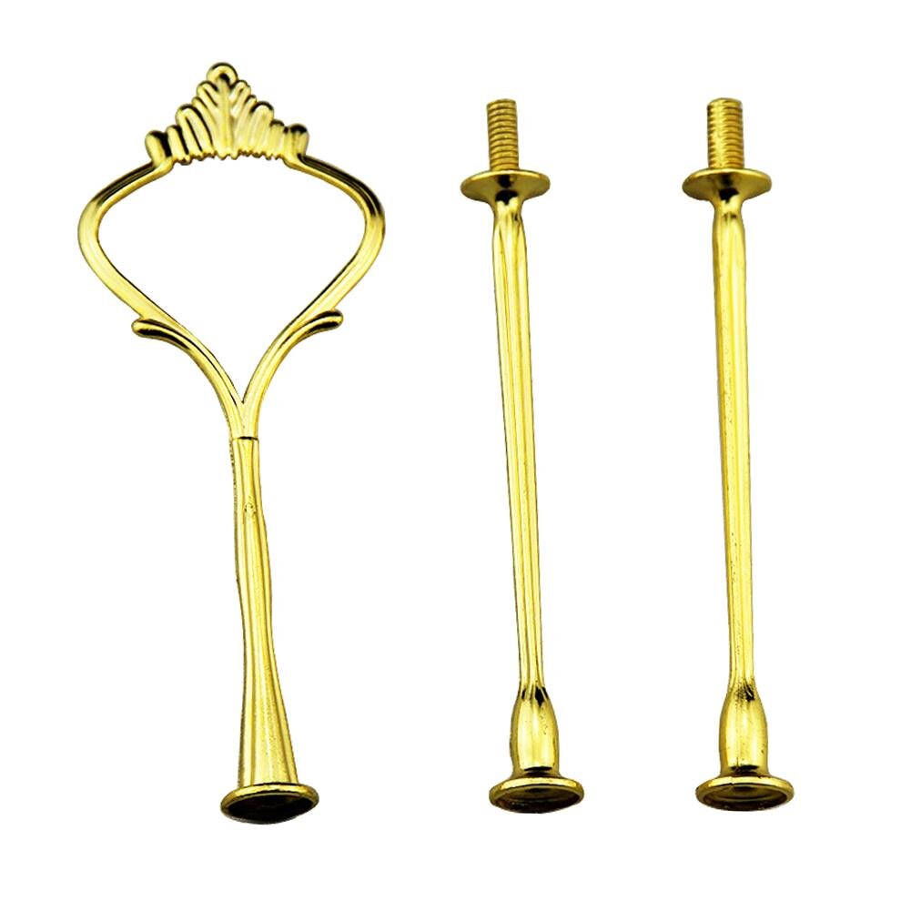 3 Tier Hardware Crown Cake Plate Stand Handle Fitting Wedding Party Table Decor Dessert Plates Rack Fruit Tray for Baking tool: Gold