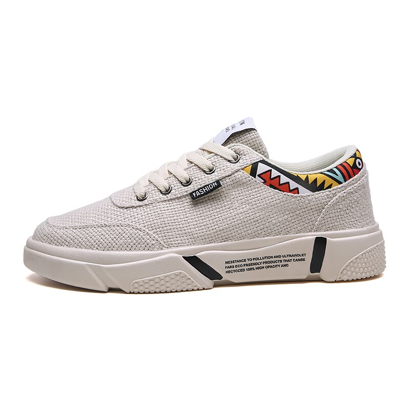 Refafa sneakers heren zomer linnen schoenen merk canvas schoenen heren ademende casual schoenen heren schoenen voor mannen menselijk ras: Beige / 7