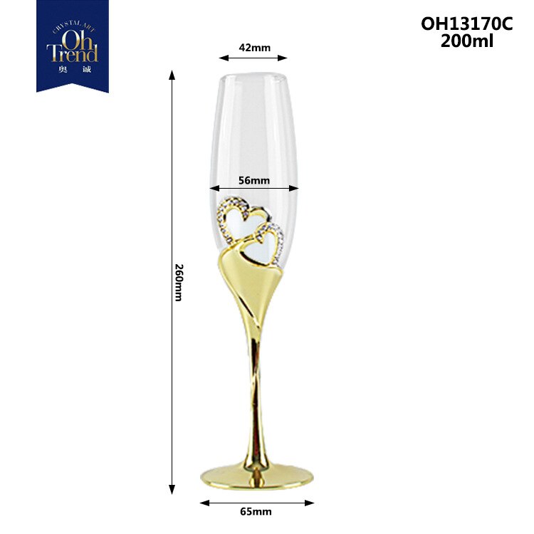 300Ml Crystal Hartvormige Champagne Glas Bubble Set Wedding Hand-In-Hand Glas Wijn glas Rode Wijn Beker: 1 pcs