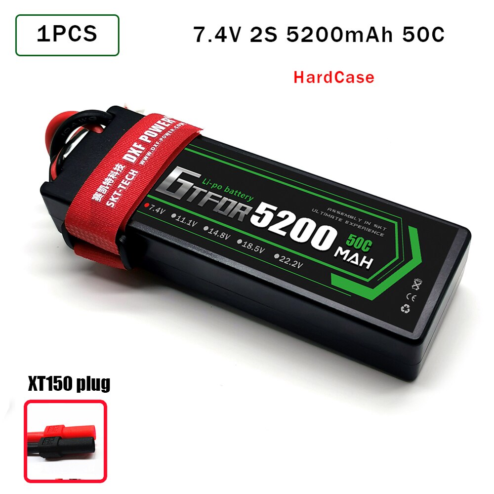 GTFDR 5200mAh Lipo Battery 7.4V 50C 2S LiPo RC Battery Deans XT60 EC5 for RC Evader BX Car Truck Truggy Buggy Helicopt: 1PCS5200HARDXT150