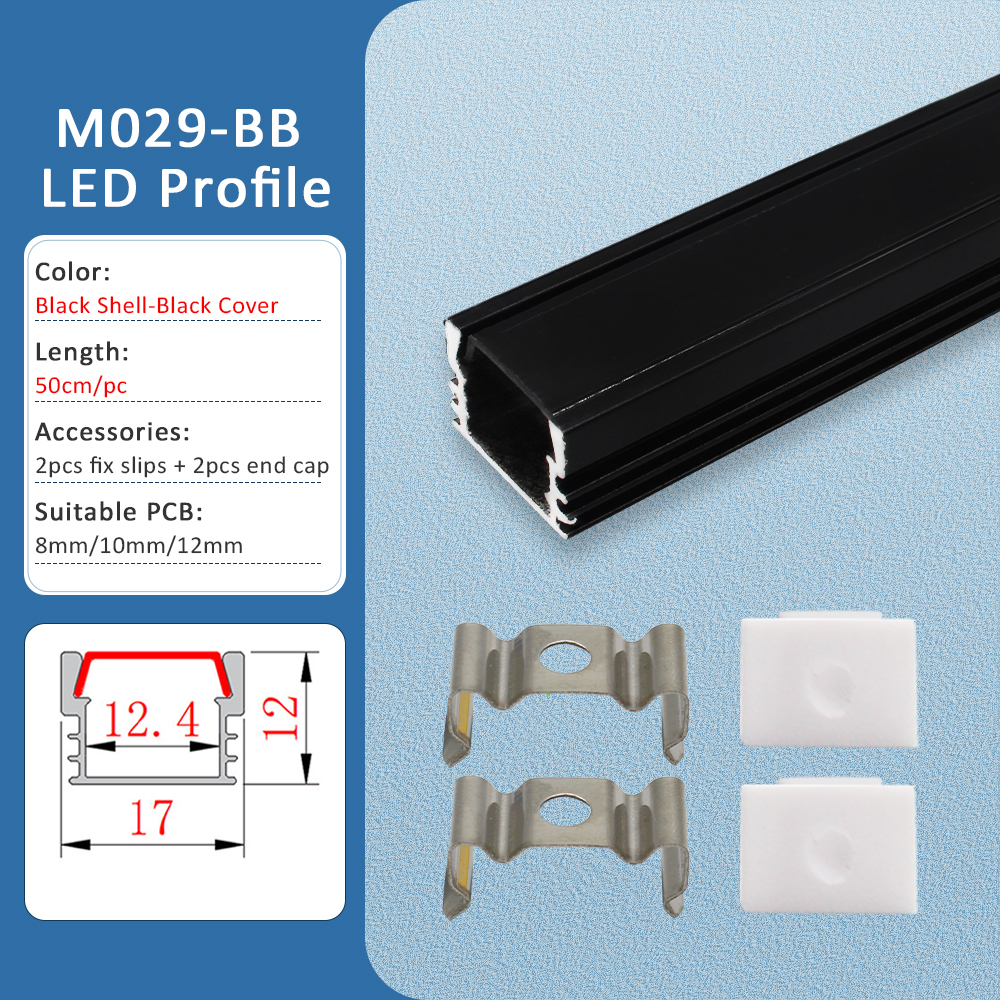 LED Strip Aluminum Profile 50CM Recessed Surface Mounted Aluminium Channel with Diffuser PC Cover for 8mm 10mm Linear Lighting: Red / green