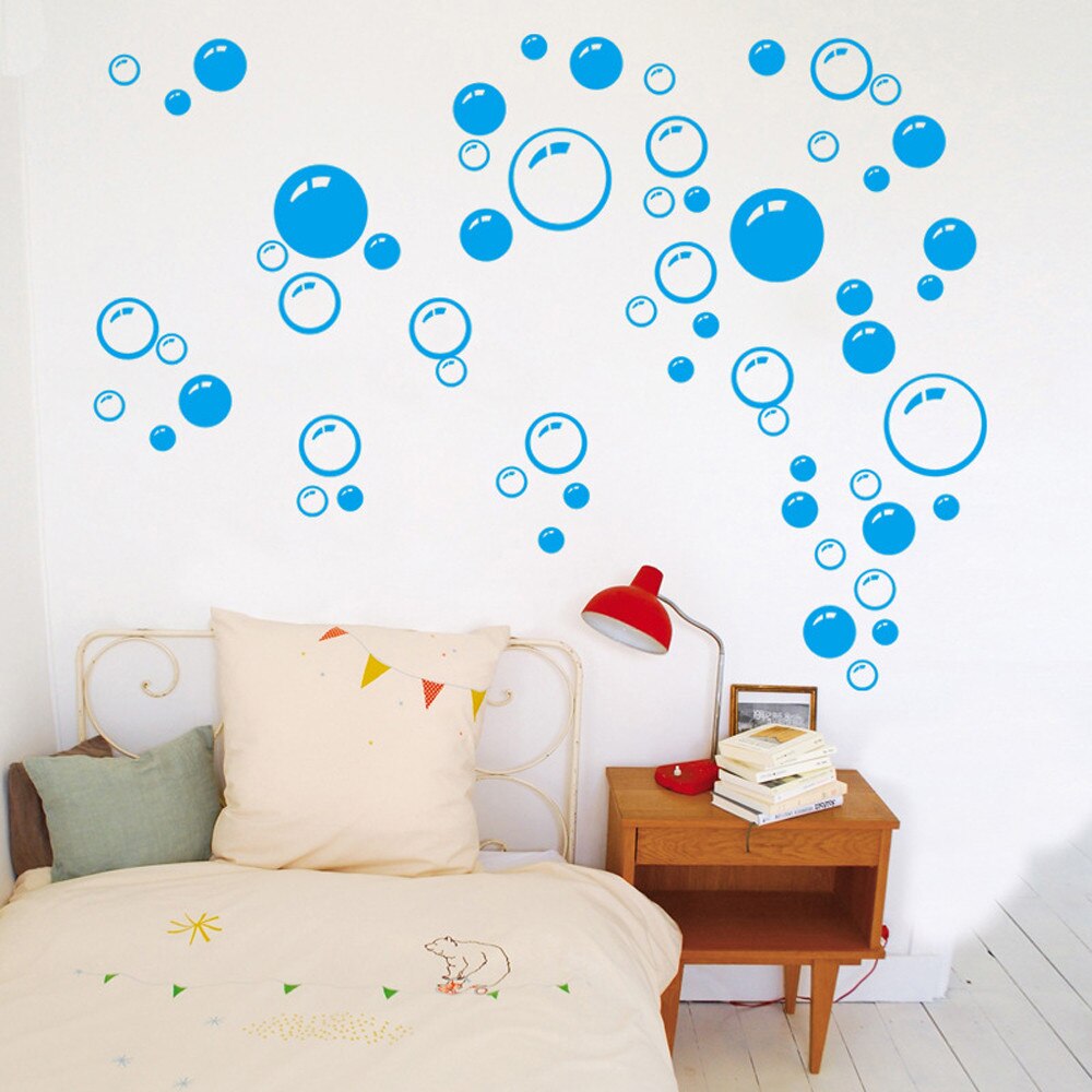Bellen Cirkel Verwijderbare Muur Behang Badkamer Raam Sticker Decal Thuis Diy Muurstickers Home Decor Etiqueta De La Pared: Blue